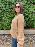 Open Knit Crewneck Sweater
