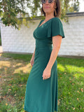 Surplice V Neck Midi Dress