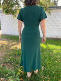 Surplice V Neck Midi Dress