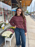 Striped Long Sleeve Knit Top