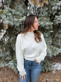 Pearl Detail Loose Fit Cropped Sweater