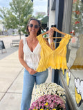V Neck Lace Trim Top