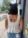 V Neck Lace Trim Top