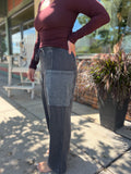 Mineral Washed French Terry Cropped Cargo Pant
