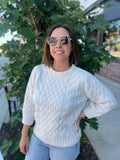 Puff Sleeve Cable Sweater