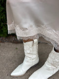 Lace Hem Satin Skirt
