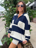 Striped Half Zip Long Sleeve