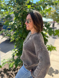 Ribbed Long Sleeve Henley Sweater