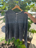 Ribbed Long Sleeve Henley Sweater