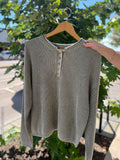 Ribbed Long Sleeve Henley Sweater