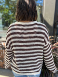 Split Neck Sheer Knit Sweater