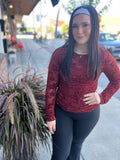 Embroidered Stretch Lace Long Sleeve