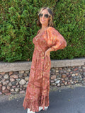 Twist Front Half Sleeve Midi Dress