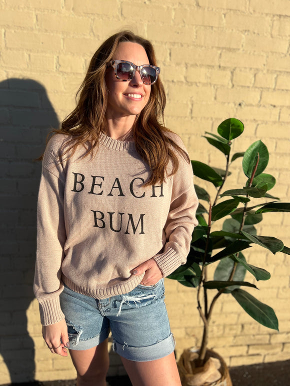 Distressed Long Sleeve Beach Bum Sweater