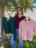 V Neck Long Sleeve Pullover Sweater