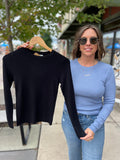 Rib Knit Long Sleeve Pullover