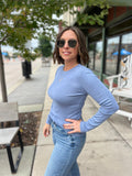 Rib Knit Long Sleeve Pullover