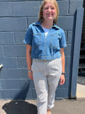 Boxy Collared Denim Crop Top