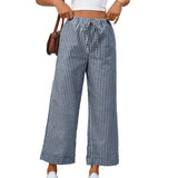 Striped High Waist Cropped Pants
