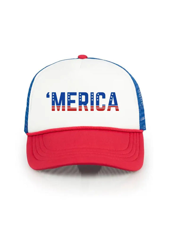 'Merica Red White Blue Mesh Baseball Hat