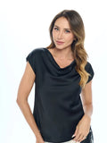 Solid Satin Cowl Top