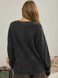 Ribbed Long Sleeve Henley Sweater