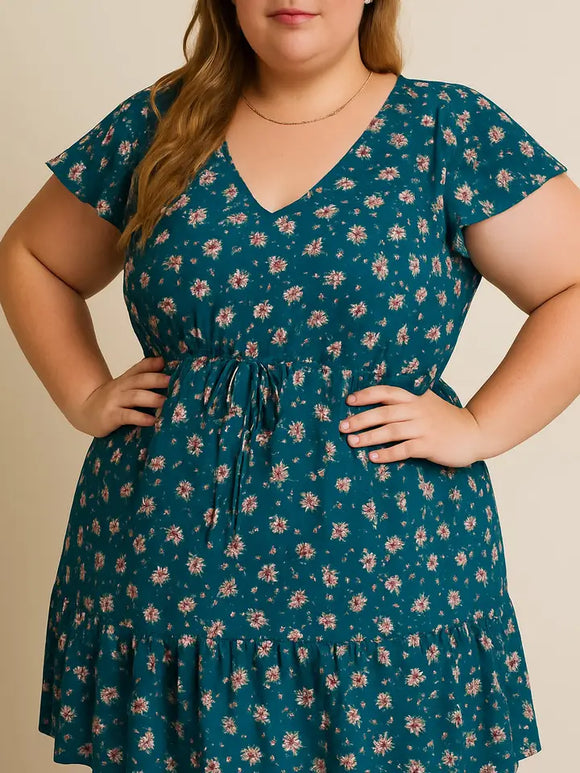 Floral Button Detail Midi Dress