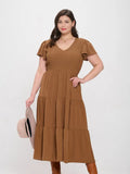 Curvy Flutter Sleeve Midi Dress