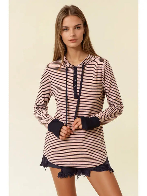 Henley Ribbed Hoodie