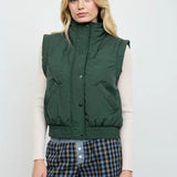 Cropped Mock Neck Puffer Vest