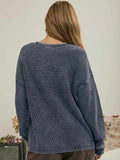 Ribbed Long Sleeve Henley Sweater