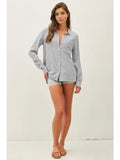 Striped Boxy Button Down Collared Top