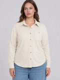 Striped Collared Long Sleeve Top