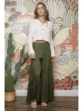 Wide Leg Pants With V Front Yoke