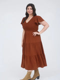 Curvy Flutter Sleeve Midi Dress