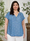 PolkaDot Short Sleeve Henley