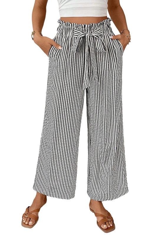Striped High Waist Tie Pants