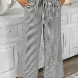 Striped High Waist Tie Pants