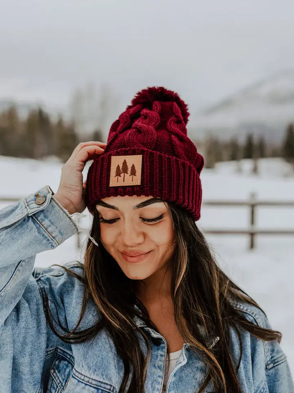 Three Tree Cable Knit Beanie – Two Sisters Boutique
