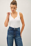 Ribbed Notched Neck Tank Top