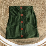 Front Button Corduroy Skirt