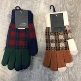 Plaid Knit Smart Touch Gloves