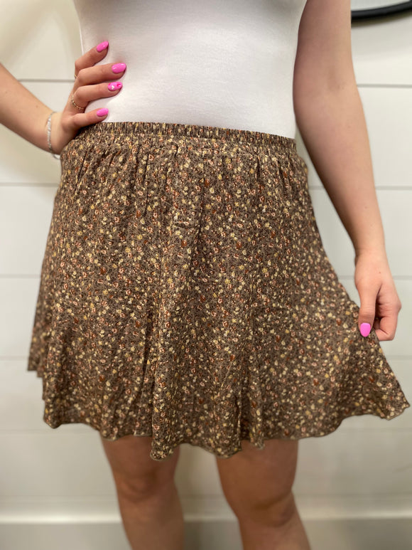 Short Godet Ditsy Floral Skirt