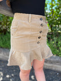 Corduroy Frill Button Down Mini Skirt
