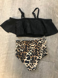 Kids Leopard Ruffle Swim Suit Set