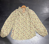 Smocked Stand Collar Floral Print Blouse