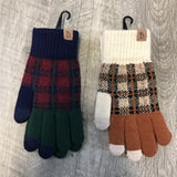 Plaid Knit Smart Touch Gloves