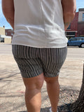 Linen Cuffed Elastic Waist Shorts