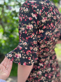 Floral Print Short Ruffle Detail Sleeve Wrap Dress