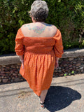 Boho 3/4 Sleeve Dotted Print Smocked Dress